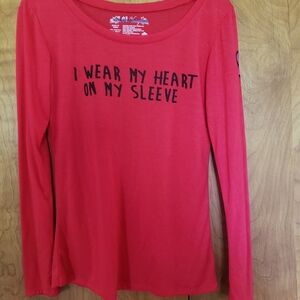 L.O.L. Vintage Red Long Sleeve Graphic Tee - I Wear My Heart On My Sleeve